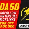 I will make da 50 do follow contextual backlinks for off page seo