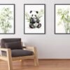 I will create Set of 3  Panda Art Print  Nursery Wall Art