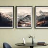 I will provide 3 Piece Watercolor winter mountain lake landscape wall art