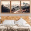 I will provide 3 Piece Watercolor winter mountain lake landscape wall art